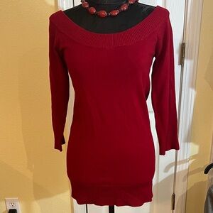 BCX Red Scoop Neck Sweater